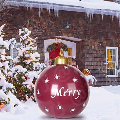 China 0.2mm Plastic Blow Up Snow Sled Inflatable Christmas Ball Ornament Balls  60cm for sale