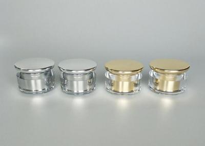 China Silver / Golden Cosmetic Cream Jar , Empty Acrylic Round Cream Jar for sale