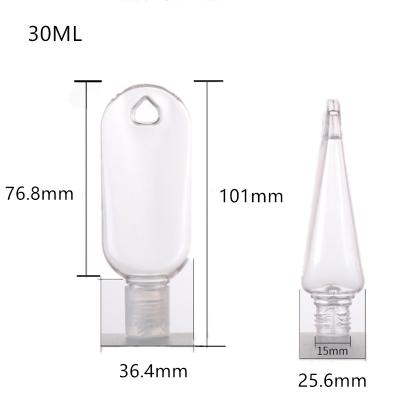 China Botella plástica del desinfectante de la mano del gancho 30ML del ANIMAL DOMÉSTICO PETG del tapón de tuerca en venta