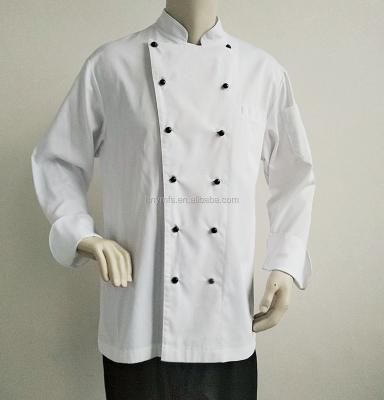 中国 カスタマイズされた長い袖の白く黒い多-綿のブレンドはシェフのジャケットを個人化した 販売のため