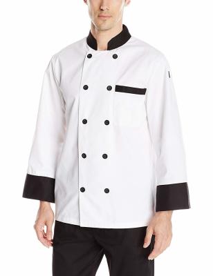 China Stand Collar Long Sleeve Chef Uniform Tops Men's Poly - Cotton Blend Chef Coat for sale