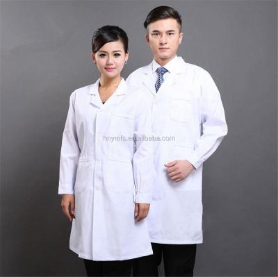China Unisex Medical Lab Coat White Full Length Lab Coat With Three Pockets for sale