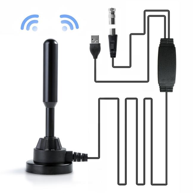 60miles Remote Controlled Amplified VHF UHF Outdoor HDTV TV Antenna 360 Rotation