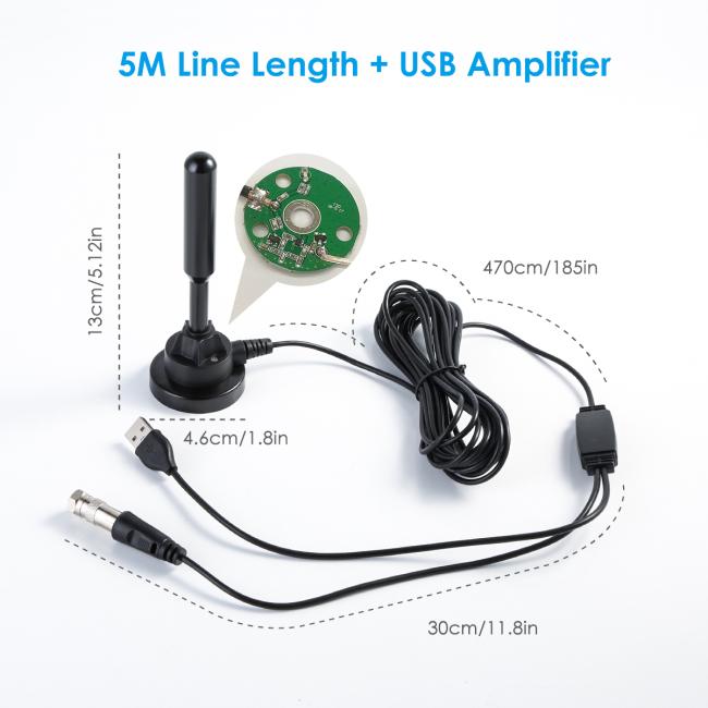 60miles Remote Controlled Amplified VHF UHF Outdoor HDTV TV Antenna 360 Rotation