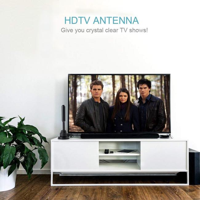 60miles Remote Controlled Amplified VHF UHF Outdoor HDTV TV Antenna 360 Rotation