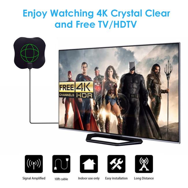 1080P UHF VHF Digital Indoor HD TV Antenna with Amplifier DVB-T DVB-T2 HDTV Thin Film Sticker Antenna
