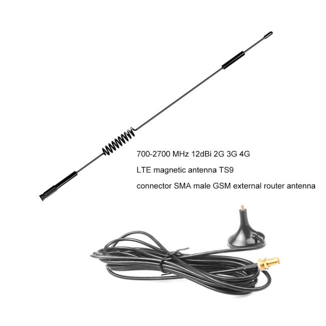 700-2700MHz 12dBi 2G 3G 4G LTE Magnetic Antenna TS9 CRC9 SMA Male Connector GSM External Router Antenna