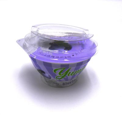 Chine tasses de empaquetage du yaourt 120ml en plastique avec les tasses en plastique de coutume en plastique de tasses de catégorie comestible de couvercles à vendre
