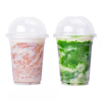 China PET Smoothie Plastic Cups Dome Lids 500ml 16 Oz Disposable for sale