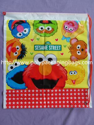 China Kids Cute Plastic Drawstring Backpack With Sesame Street Cartoons for sale
