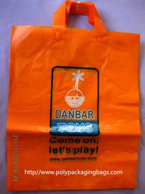 China Orange Plastic Clothes Packaging Soft Loop Handle Bag in HDPE LDPE for sale