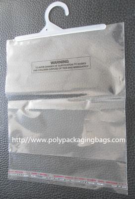 China Small Clear PP Poly Bags With Hangers For Apparel / Clothing / Dress for sale