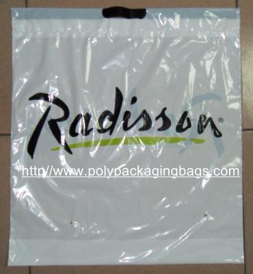 China Customized White Plastic Drawstring Bags , Ribbon Drawstring Poly Bags for sale