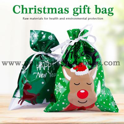 China Custom Printed Exquisite Plastic Drawstring Gift Bag For Halloween / Christmas Day for sale
