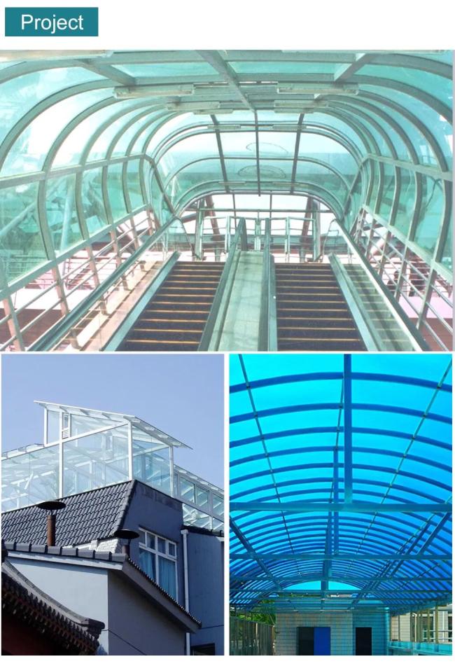 Close-up view of polycarbonate sheet greenhouse covering