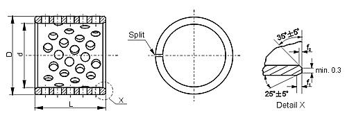 Metric cylindrical oilless bushes size model