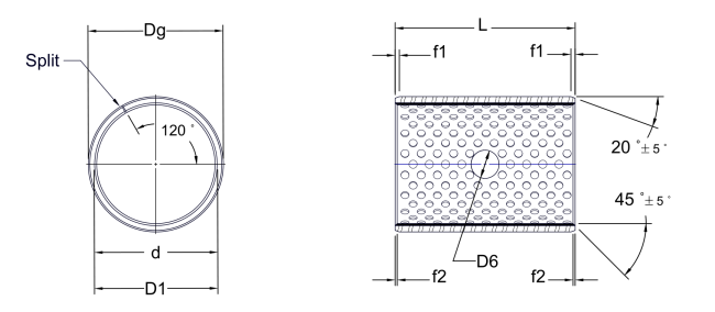 Pom composite Dry sliding bushing Demension
