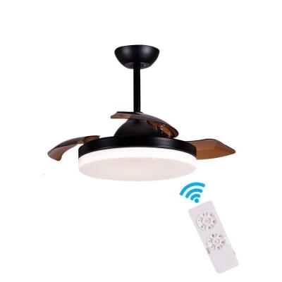 China 3 Color Adjustable Chandelier Ceiling Fan Lamp 36 Inch Remote Control Invisible Ceiling Fan With Light for sale