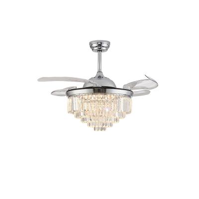 China Silver Indoor Folding Ceiling Fan With Light For Bedroom for sale