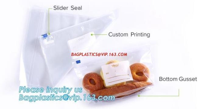 slider ziplock bag doypack zipper/ECO-friendly slider bag, Slider Bags Stand Up Slider Bags For Food, frosted zipper loc
