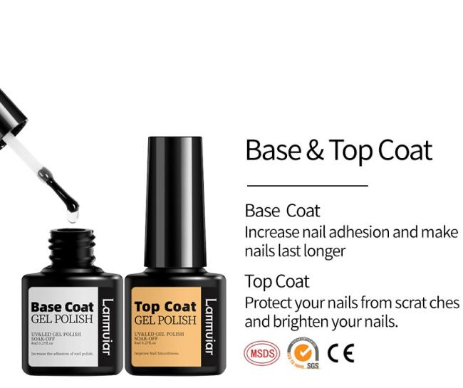 High Shine Diamond Top Coat Base Coat Matte Top Gel Nail Polish No Wipe Top Coat