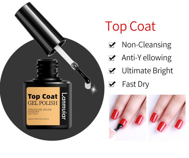 High Shine Diamond Top Coat Base Coat Matte Top Gel Nail Polish No Wipe Top Coat