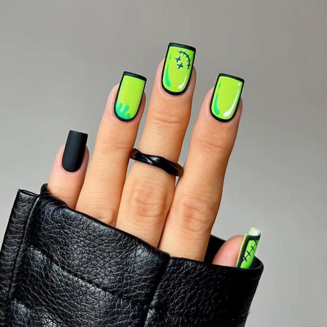 Press on nails 2023 new style OEM Wholesale Luxury Square short style 2D fluorescent Custom False Nails Artificial Fingernails