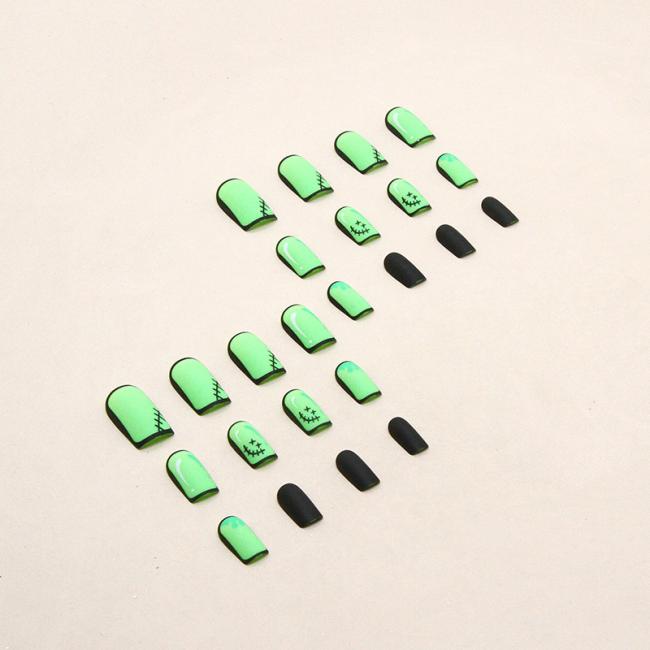 Press on nails 2023 new style OEM Wholesale Luxury Square short style 2D fluorescent Custom False Nails Artificial Fingernails