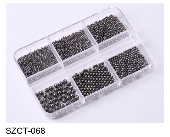 Wholesale 6 Grid Mixed Metal Round Bead nail charms in bulk Small Steel Balls 3d Nail Art Decorations Caviar Bead
