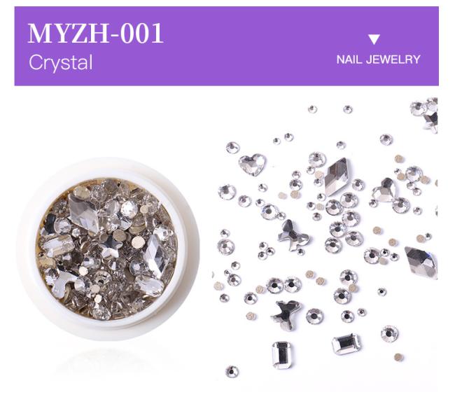 Wholesale Nail Art Jewelry Nail Art Decorations flat bottom Mix Shape glass nail diamond rhinestone
