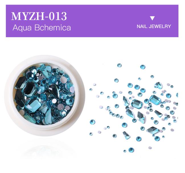 Wholesale Nail Art Jewelry Nail Art Decorations flat bottom Mix Shape glass nail diamond rhinestone