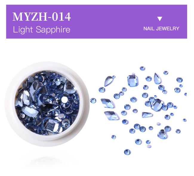 Wholesale Nail Art Jewelry Nail Art Decorations flat bottom Mix Shape glass nail diamond rhinestone