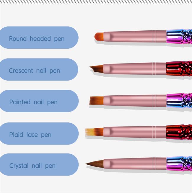 Ultra-fine French Art Lines Mermaid Penholder Drawing Pen Set 100% kolinsky Acrylic Nail Brush