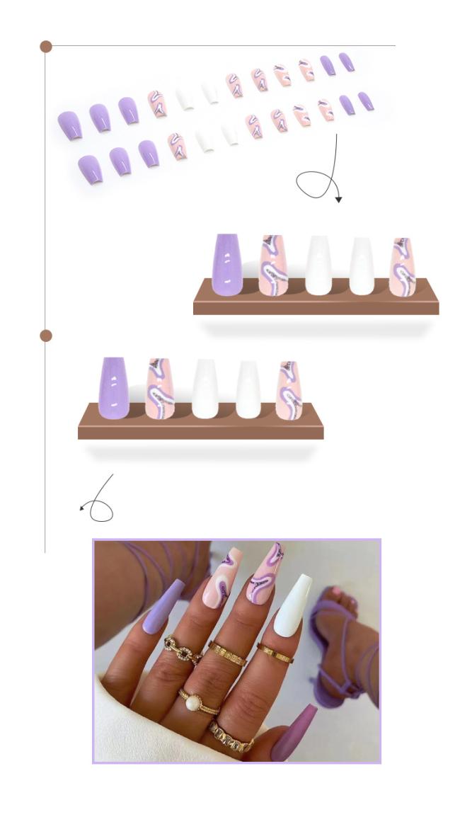 24pcs/Set New style OEM Wholesale Purple ripple shiny ribbon Style Nail Tip Flash Ins Style Artificial Fingernails