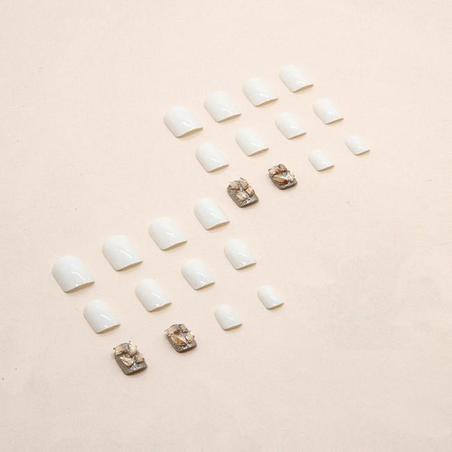 24pcs/Set New style OEM Wholesale 3D Flat Diamond Flash Style Nail Tip Flash Ins Style Artificial Fingernails