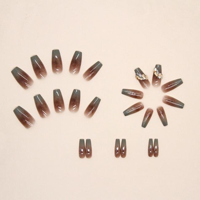 24pcs/Set New style OEM Wholesale Amber Halo dyed French Nail Tip Flash Ins Style Artificial Fingernails