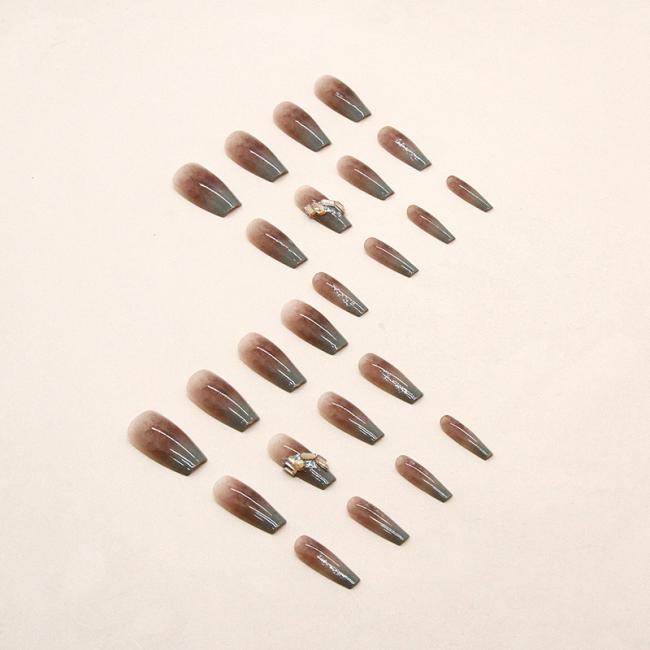 24pcs/Set New style OEM Wholesale Amber Halo dyed French Nail Tip Flash Ins Style Artificial Fingernails