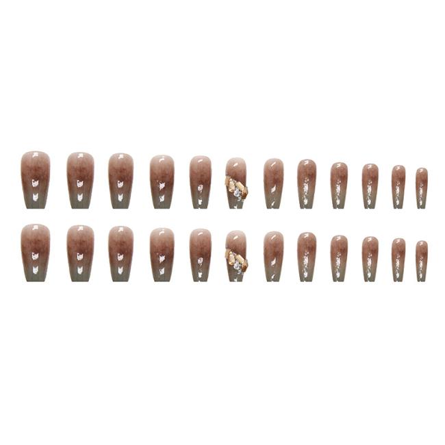 24pcs/Set New style OEM Wholesale Amber Halo dyed French Nail Tip Flash Ins Style Artificial Fingernails