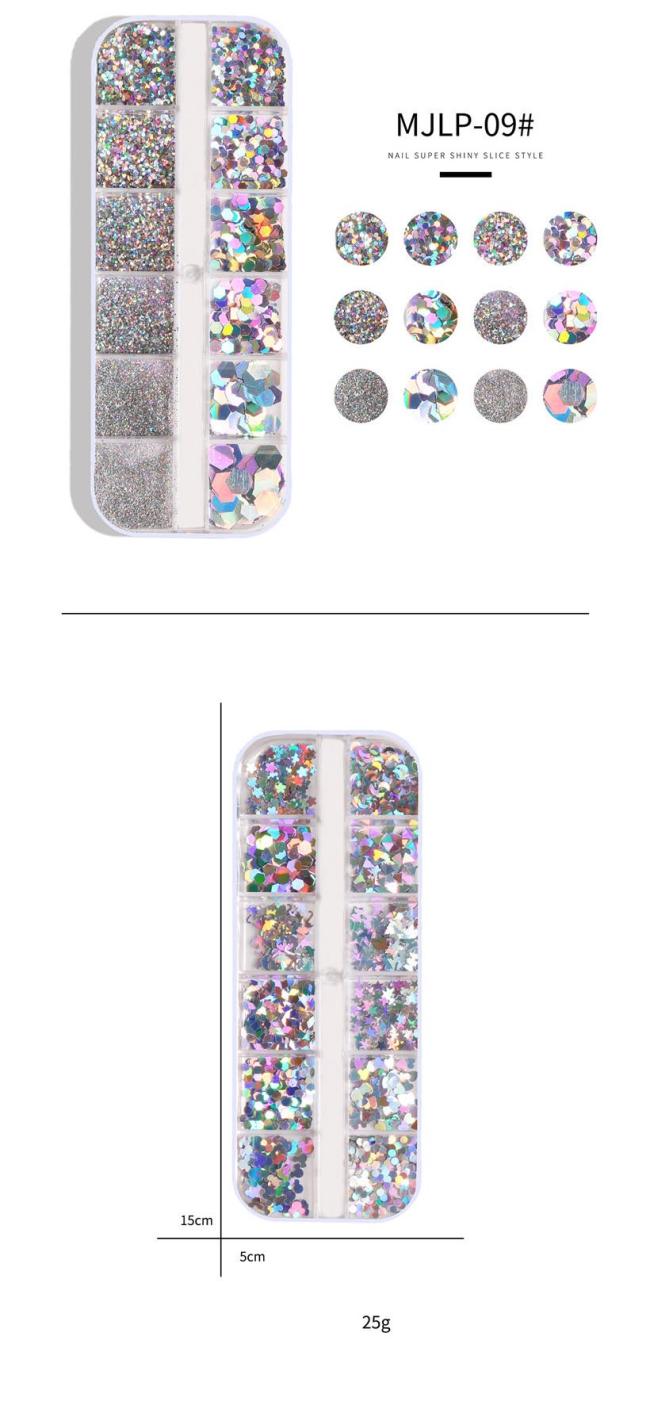 12 Grids Star Geometric Butterfly Nail Art Stickers Glitter Flakes Nail Art Sequins Paillette Confetti Holographic Laser Shining