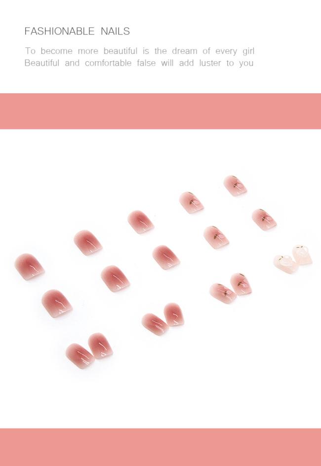 24pcs/Set New style OEM Wholesale 3D camellia rouge pink shiny Style Nail Tip Flash Ins Style Artificial Fingernails
