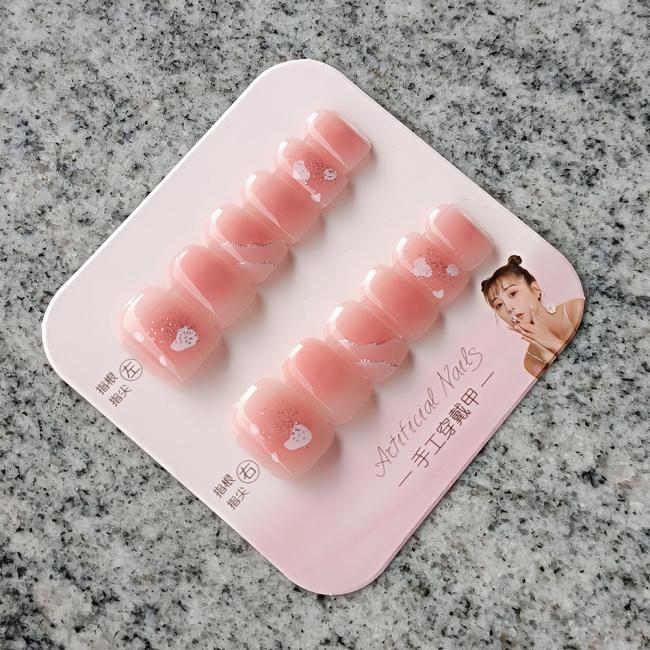 Light Luxury High Quality Sweet Girl Hand Painting Square Shape False Nails