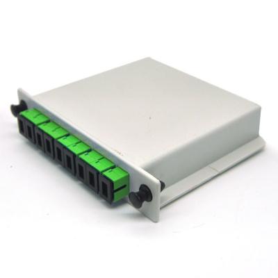 China FTTH Fiber Optic Cassette Type PLC Splitter SC APC Connector Splice 1x8 for sale