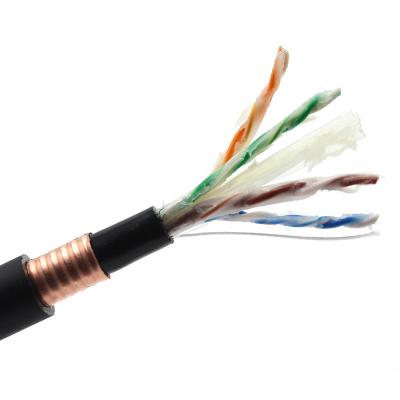 China Armoured Cat6 Shielded External Cable Double Sheath Lan Cable Steel Tape for sale