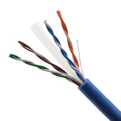 China 250MHz 24AWG UTP Cat6 Plenum Bare Copper CCA Wire CMR CMP Rated for sale