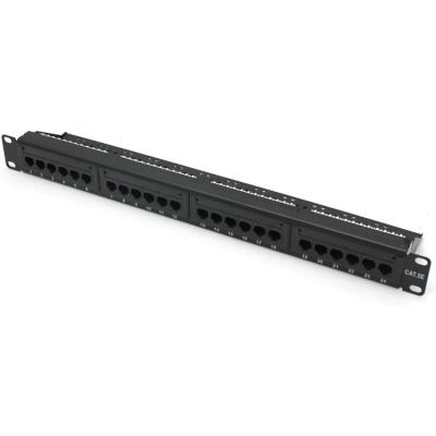 China Network UTP 19 Inch 1U Cat5e Patch Panel 24 Ports Unshielded Type for sale