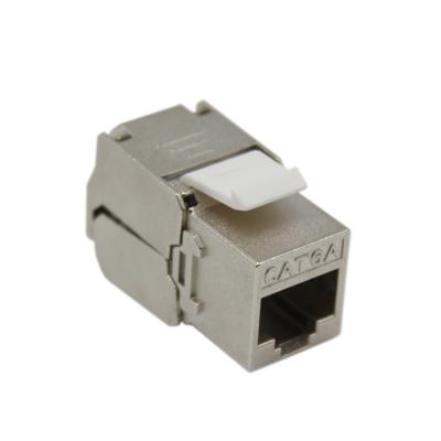 China STP CAT6A KeyStone Jack FacePlate Toolless Shielded 180 Degree for sale