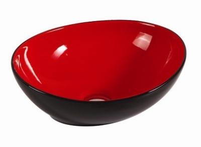 China Bathroom Sanitary Ware Ceramic Sink Colorful Art Basin/Wash Basin Black & Red dual-Color for sale