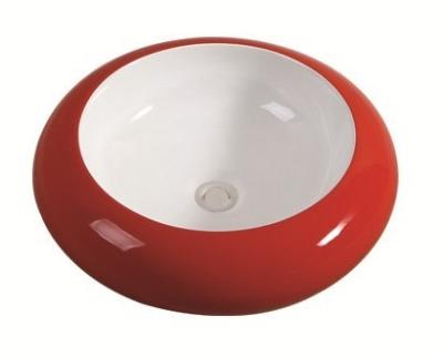 China Bathroom Sanitary Ware Ceramic Sinks Colorful Art Basin/Wash Basin Red Color Dual-color for sale