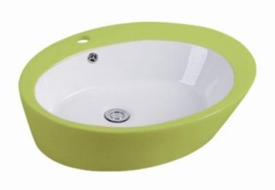 China Bathroom Sanitary Ware Ceramic Sink Colorful Art Basin/Wash Basin Green & White Dual-Color for sale