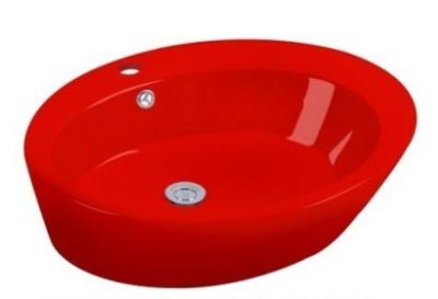 China Bathroom Sanitary Ware Ceramic Sink Colorful Art Basin/Wash Basin Red & Black Dual-Color for sale